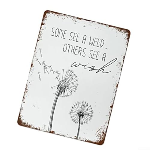 HomeVortex Placa de pared de metal con diseño de diente de león, con cita inspiradora, para decoración del hogar, jardín, oficina, resistente, resistente a la corrosión, 1 pieza (15 x 20 cm a)
