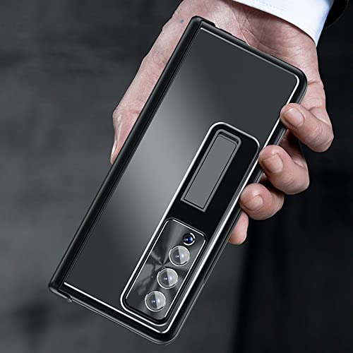 Zfold4 film en verre trempé et coque métallique noire pour téléphone portable