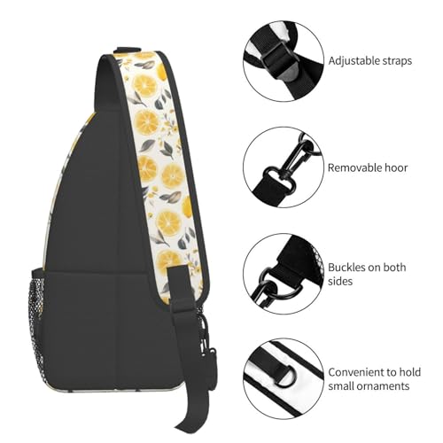 Image of SUPLUCHOM Sling Bag Lemon Watercolor Fruit Hiking Daypack Crossbody Shoulder Backpack Travel Chest Pack for Men Women