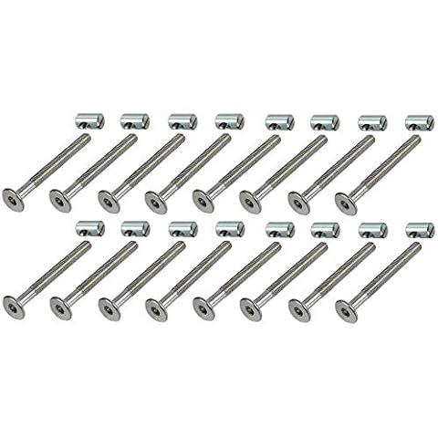 16 x HMH-Shop Bettschraube M6 x 60 mm + Quermutter M6 Bettbeschlag Innensechskant Cover