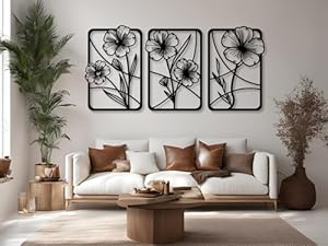 VAILLA 3er Set Blumen Wanddeko