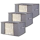 Gegaden 3 Stück Große Aufbewahrungstasche Faltbare Unterbett Kleideraufbewahrung, Aufbewahrung mit verstärktem Griff, Aufbewahrung für Bettdecken, Kleidung, Decken, Kissen, Bettdecken, Bettdecken