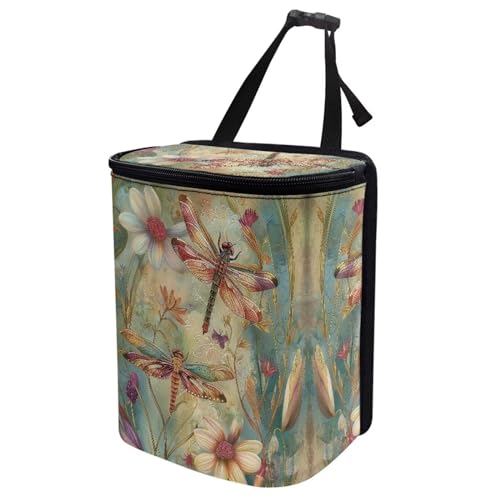 Image of DISNIMO Dragonfly Car Trash Can, Car Trash Bag Hanging Large Capacity Car Organizer and Storage with Adjustable Straps, Leakproof Trash Bin Interior Car Stuff Storage
