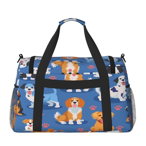 Virous Dog Puppy Paw Print Duffle Bag Travel Duffel Bags for Men Women Waterproof Gym Overnight Weekender Bag Carry on Tote Bag2