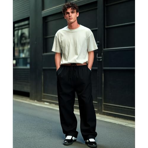 Men's Baggy Sweatpants Open Bottom Straight Leg Track Pants Sport Workout Joggers with Pockets Soft Lounge Trousers2