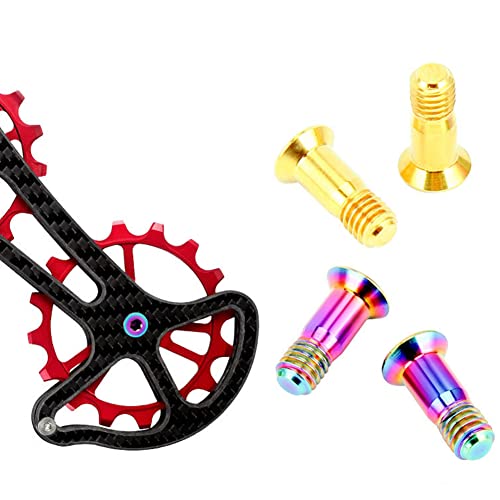 Ihreesy 2Pcs Bicycle Rear Derailleur Screws,M5 Bike Rear Derailleur Guide Wheel Screws Titanium Alloy Rear Derailleur Pulley Bolt For Mtb Bicycle,Gold #TOP6
