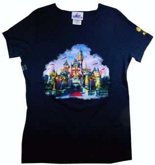 Amazon Co Jp 激レア カリフォルニアディズニーリゾート ５０周年記念 お城のｔシャツ ネイビー レディースs ファッション