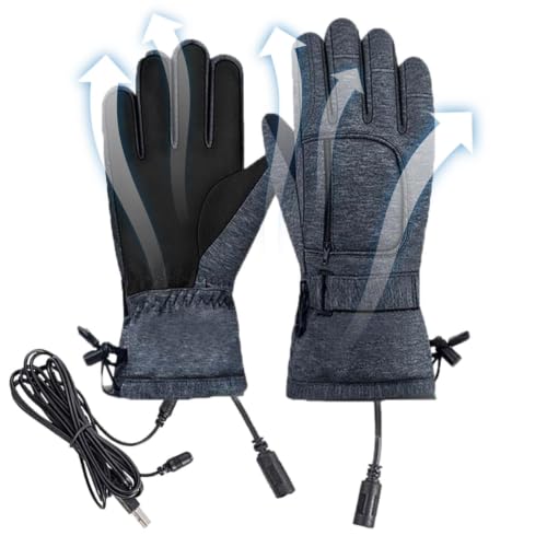 Generisch Guantes calefactables para moto, impermeables, con calefacción, para pantalla táctil, guantes térmicos USB, resistentes al viento, para esquí, ciclismo, montañismo, senderismo