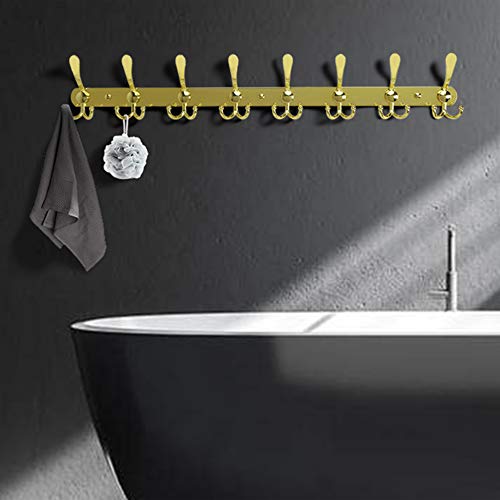 image for Dseap Coat Rack Wall Mount - 29.5” Long 8-Tri-Hooks Heavy Duty Coat 