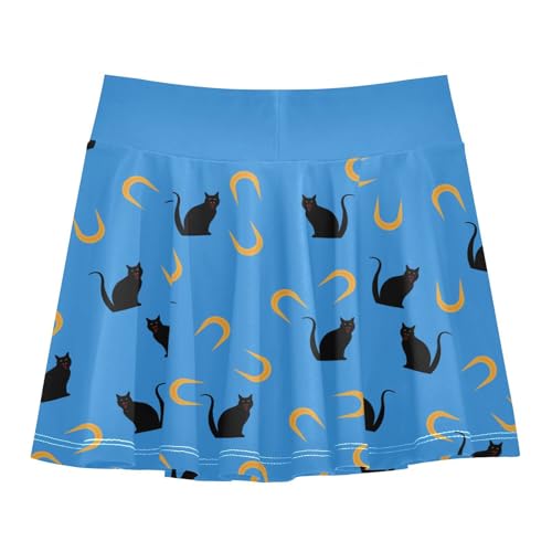 Girls Skorts High Waist Athletic Skirts with Shorts Halloween Black Cat Stretchy Teens Performance Tennis3