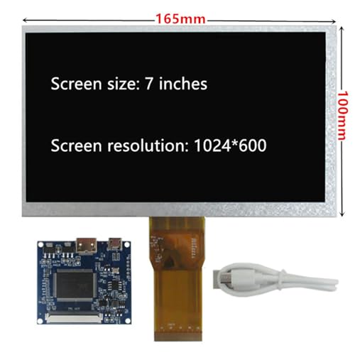 Image of 7 Inch 1024x600 Portable DIY LCD Display Screen with Mini-HDMI Driver Board - Secondary Monitor for PC, Raspberry /Orange Pi, Gaming Consoles, Microscopes & More