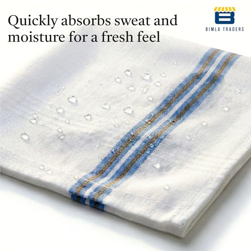 Image of Btag Premium Pure Cotton Handkerchiefs for Men | White with Stylish Border | Soft, Durable & Absorbent Hanky /Rumal | Classic Solid Design for Boys & Men |White Self (Pack of 12) 53 x 53 CM