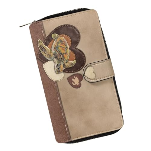 Image of COEQINE Ladies Wallets Pink Leopard Heart Black Printed Leather Phone Long Clutch Purses Check Coin Change Holder