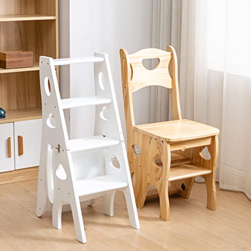 Chaise gain de place et étagère à fleurs : l'escabeau bois multifonction - 5