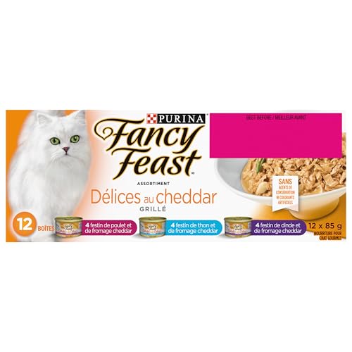 Fancy Feast Wet Cat Food, Cheddar Delights Variety Pack 3 Flavours - 85 g Can (12 Pack) - Image 3