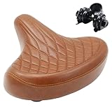 ANEELV Selle de vélo universelle large et confortable   Selle rétro unisexe adaptée aux vélos de montagne, vélos de ville, vélos électriques, marron