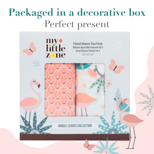 My Little Zone Cotton Baby Crib Fitted Sheets For Girls - Jungle Theme Toddler Bed And Crib Sheets Set, 2 Pack #TOP4