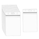 100 Pack Badge Holder Waterproof, Ishua Vertical Card Holder with Resealable Zipper Plastic Name Car