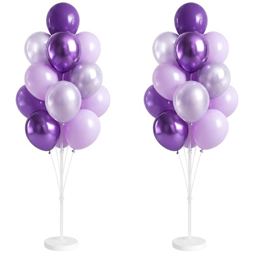 Image of Balloon Column Stand Kit with Balloons, Base and Pole, Balloon Column Kit for Floor or Table Backdrop Decoration for Party Wedding Baby Shower Birthday Graduation Anniversary(Regal Purple)