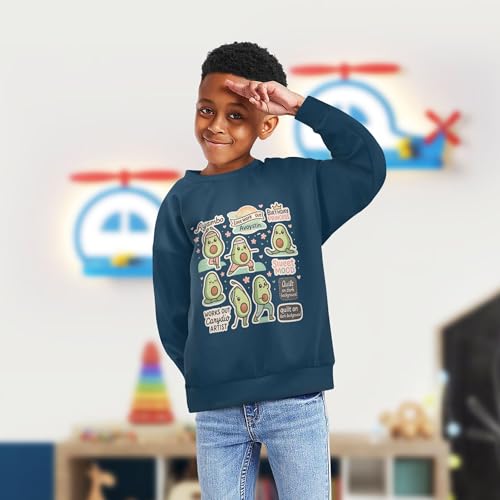 JUNZAN Cute Avocado Yoga Sticker Set Kids Boys Pullover Hoodie Crewneck Sweatshirts for Boys Camping 4T4