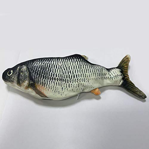 AmiAbi Cat Electric Chargeable Wagging Fish Simulação de brinquedo de pelúcia realista Catnip Soft G