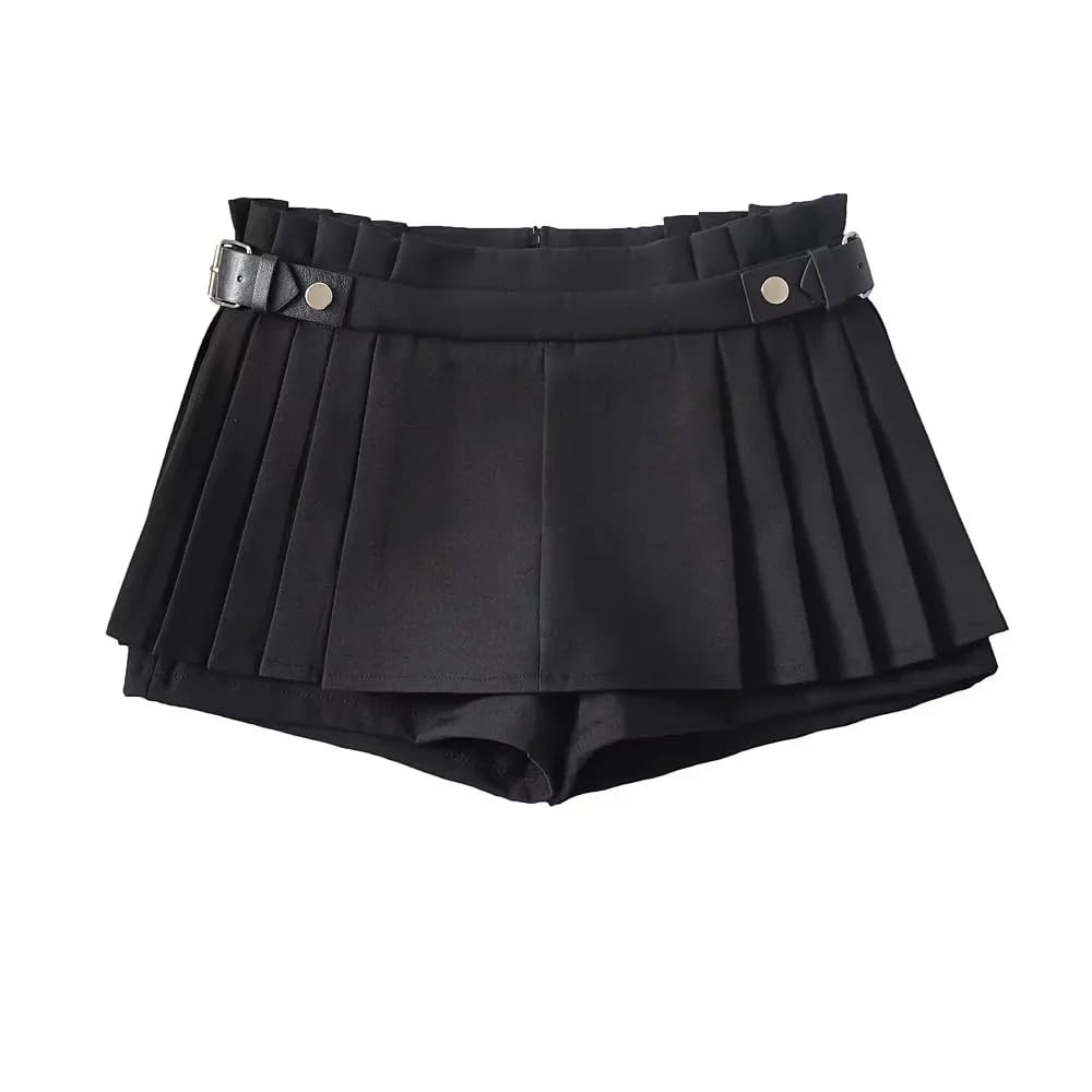 OFFSUM Faldas Cortas Mujer -Mini Faldas Estilo Coreano Moda Streetwear Mujeres Cintura Alta Falda Plisada Verano Ropa Elegante Suave Vestido Cómodo Color Sólido