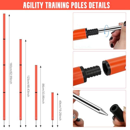 YGORTECH Slalomstangen-Set für Fußball, Agility-Training, inklusive Stangen, 6 Stück, Agility-Leiter, 10 Fußballkegel, Springseil für Geschwindigkeitstraining, Fußballtraining, Basketball und Fitness