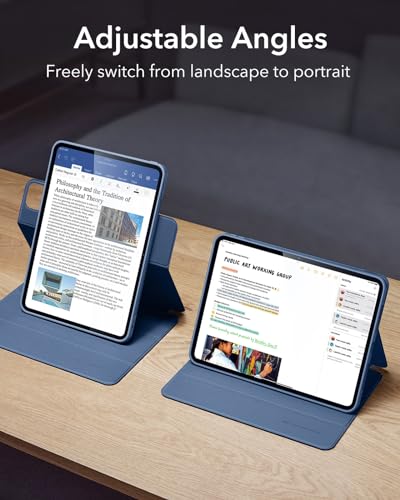 Image of ESR for iPad Pro M5 /M4 13 Inch Cover, iPad Pro 13 Case 2025 /2024 with Pencil Holder, Removable Magnetic Cover, Vertical Stand, Fully Supports Pencil Pro and Pencil (USB-C), Rebound 360 Series, Blue