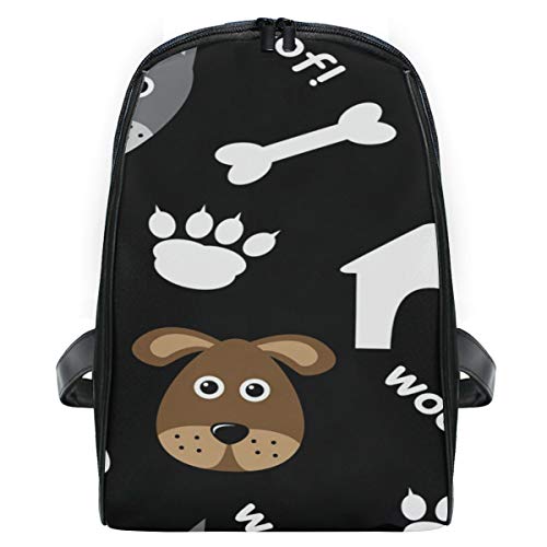 Mochila para niños y niñas Patrón sin Costuras Perros de Dibujos Animados Hueso Linda