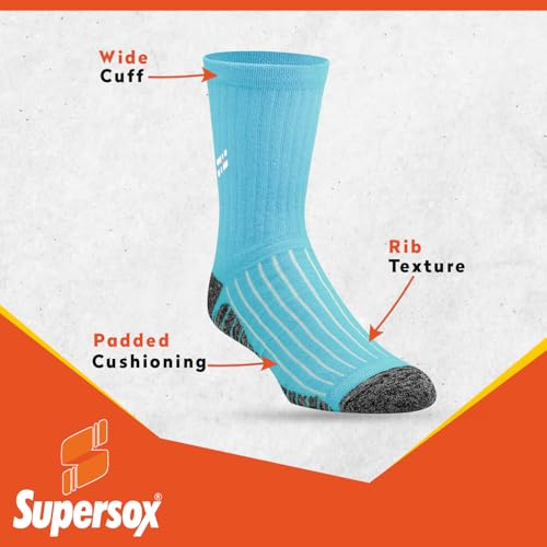 Image of Supersox Calf Length Sports Socks For Men Combo, Made With Durable Breathable Cotton, Anti Odour, Anti Bacterial, Anti Sweat, Moisture Aborbant with Thick Cushioned Bottom (Multicolor, Pack of 3)