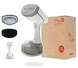 binibini extra leichter Dampfglätter THE GREEN STEAMER nachhaltig & fair (nur 990gr, 1500W, ECO-Funktion, Turbo-Dampf, Abschaltautomatik, 230ml Tank, in <30s bereit), DEUTSCHE MARKE