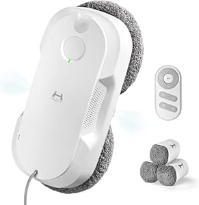 HUTT DDC56 Fensterputzroboter Doppelstrahl mit Ultraschall Sprühfunktion, Elektrischer Fensterputzer Fernbedienung mit Doppelter Wassertank Tank, Fensterkantenerkennung