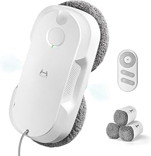 HUTT DDC56 Fensterputzroboter Doppelstrahl mit Ultraschall Sprühfunktion, Elektrischer Fensterputzer Fernbedienung mit Doppelter Wassertank Tank, Fensterkantenerkennung