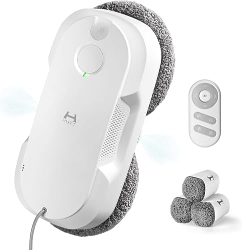 HUTT DDC55 Robot Lavavetri Finestre 3800Pa, Robot Lava Vetri Elettrico con Telecomando, per Grandi Finestre Interne/Esterne, Pareti in Marmo, Ceramica, con 12pcs Panno