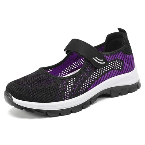 Chaussures de marche plates pour femme à scratch confortables