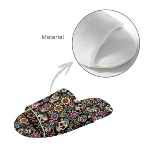 Skeleton Theme Print Slippers for Women Plush Indoor Slippers for Guests Cozy Lightweight Shoes Bedroom4