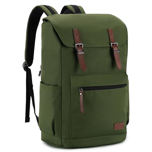 VASCHY Mochila Hombre, Mochila Viaje Casual Mochilas Escolares Adolescente Mochila Antirrobo Mujer Mochila Impermeable para Escuela Universidad Trabajo Negocio Trekking, Verde