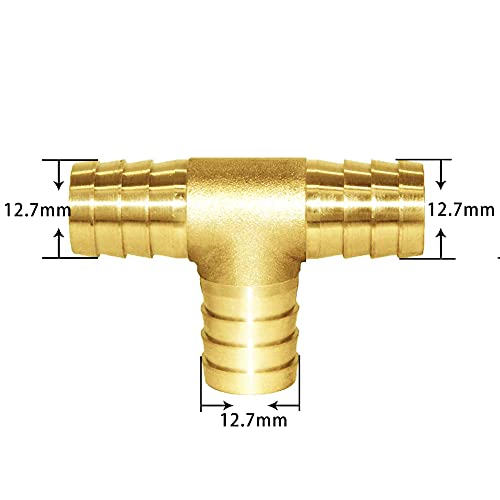 Joywayus 1/2" Id Hose Barb Tee T 3 Way Union Fitting Intersection/Split Brass Water/Fuel/Air #TOP1
