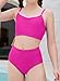 blibean Teen Girls Swimsuits Two Piece Bikini Sets Big Girl Summer Fashion Boho Hawaii Swim Bathing Suits Solid Beach Swimwear Sets Traje Baño Niñas Size 14-15 Year Old Rose Pink