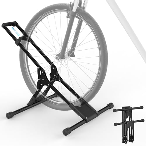 Wyxron Cavalletto Bici, Porta Bici Da Terra Acciaio Supporto Bici 20“-29” Ripiegabile per Pneumatici Anteriori, per Garage/Casa