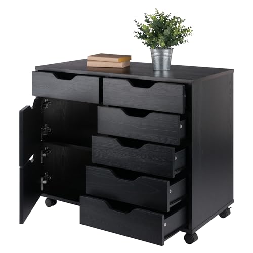 Image of Winsome Halifax Mobile Storage Cabinet with Doors & Drawers, Stylish & Functional Home Storage Cabinet for Filing, Kitchen Organization, Moveable Furniture for Office, Dorms, Apartments