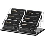 SANRUI Black Business Card Holder for Desk 6 Slot , Clear Acrylic Horizontal Name Card Stand for Women and Men, Desktop Organizer Display for Office Home Exhibition - 360 Card Capacity 1 Pack