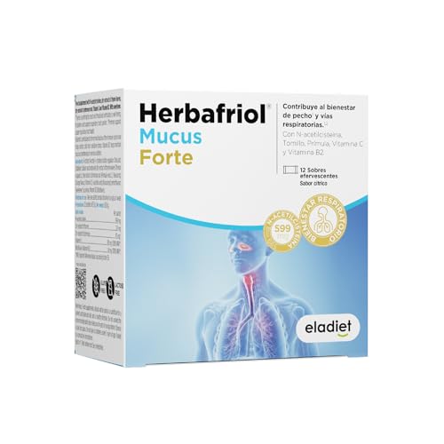 HERBAFRIOL MUCUS FORTE - Apoyo Respiratorio, Garganta y Pecho, Mucosas y Defensas con N-Acetilcisteína (NAC), Tomillo y Prímula + Vitamina C y Vitamina B2 (Riboflavina) | ELADIET