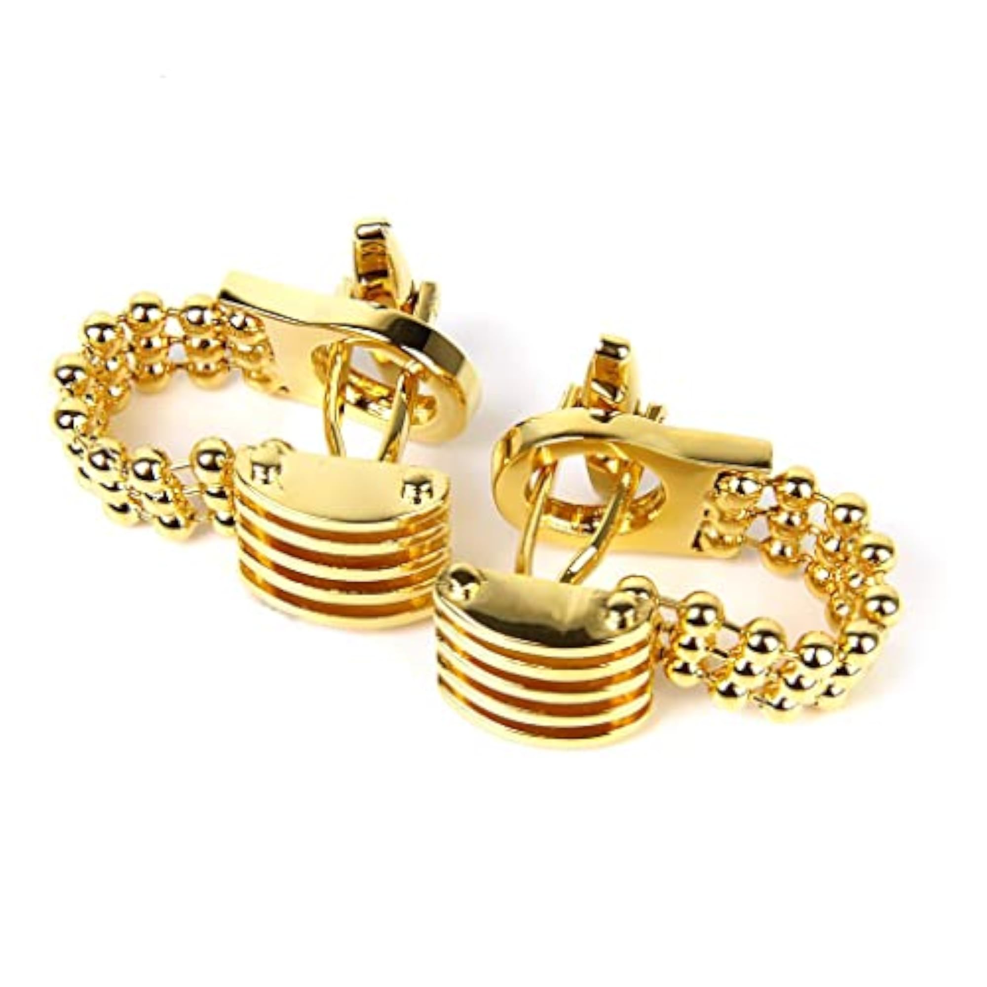 Men's Gold Tone Wrap Around Chain Cufflinks, Wedding Suit