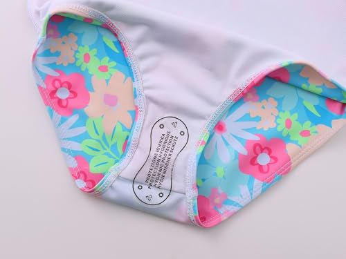 Image of Girls One Piece Swimsuits Adjustable Double Strap for Kids Palm Tree Print Toddler Bathing Suit Size 2T-10