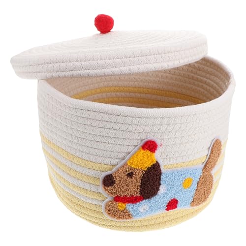 Panier de rangement en corde de coton avec couvercle boîte déco chien