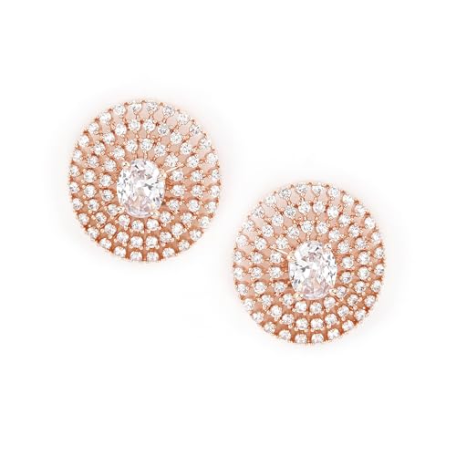Image of Rubans Stud Earrings American Diamond Trendy Jewellery for Women & Girls