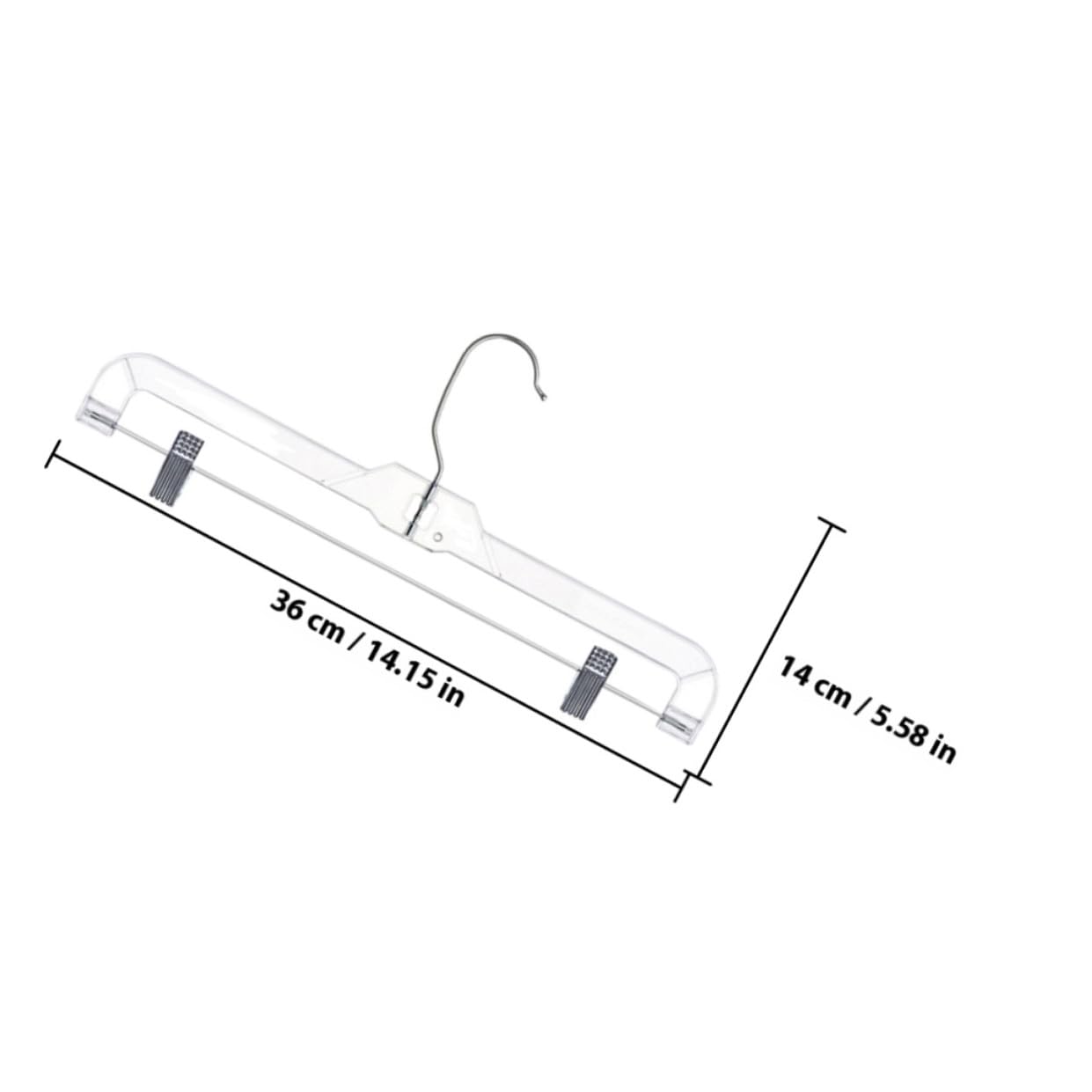 Perchas con Clips Ajustables Transparentes 10 Piezas para Pantalones | Plástico E Hierro, Gancho Giratorio en S y Diseño Curvo, Clips Móviles para Tallas Distintas