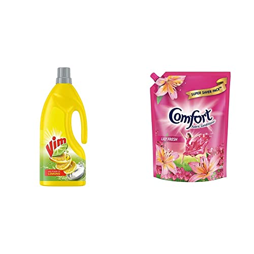 Image of Vim Dishwash Gel, Lemon, 1.8 L & After Wash Fabric Conditioner Pouch - 2 l Combo