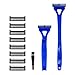 Aphohome Back Shaver for Men with Foldable Ergonomic Long Handle: Triple-Blade Razor for Smooth Shaves, Wet & Dry Grooming, 8 Replacement Blades, Ideal for Back Chest Body Hair Removal